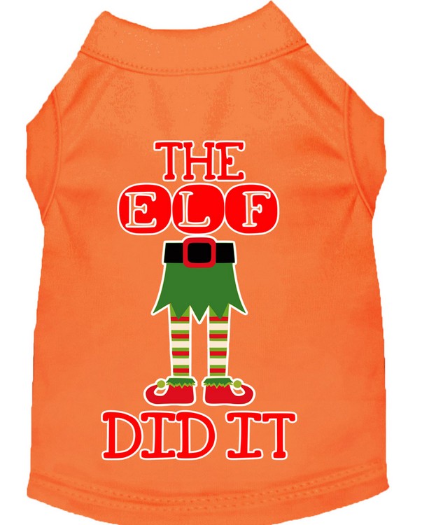 The Elf Did It Screen Print Dog Shirt Orange Med